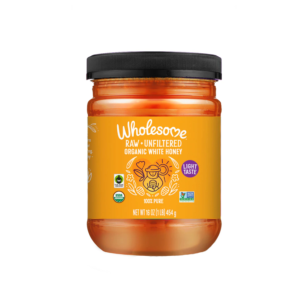 Wholesome Fair Trade Organic Raw White Honey -- 16 oz