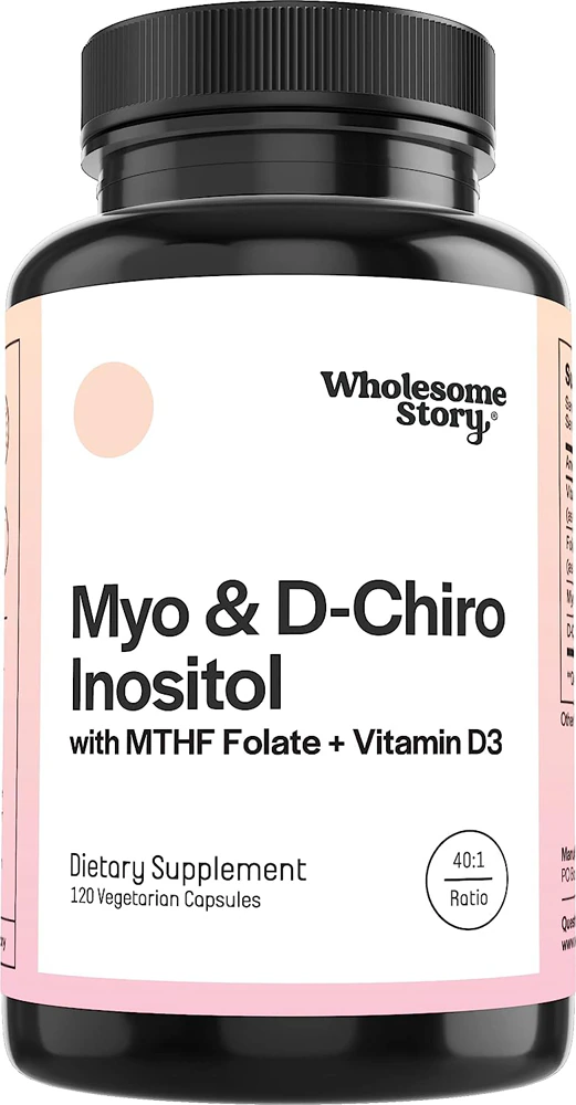 Wholesome Story Myo & D-Chiro Inositol with MTHF Folate + Vitamin D3 -- 120 Vegetarian Capsules