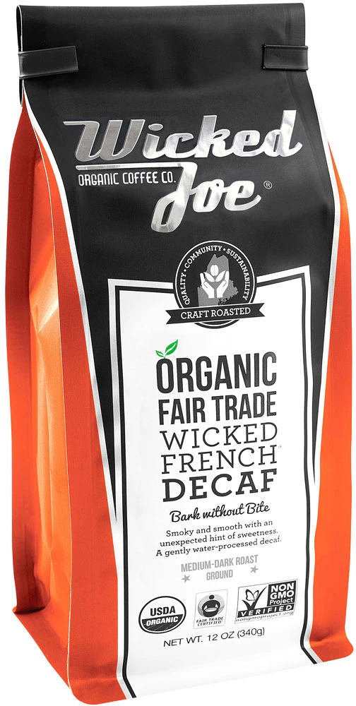 Wicked Joe Organic Decaf Ground Coffee Dark Roast Wicked French -- 12 oz