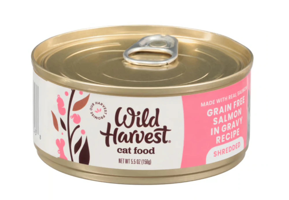 Wild Harvest Grain Free Shredded Salmon in Gravy Recipe Wet Cat Food Salmon -- 5.5 oz