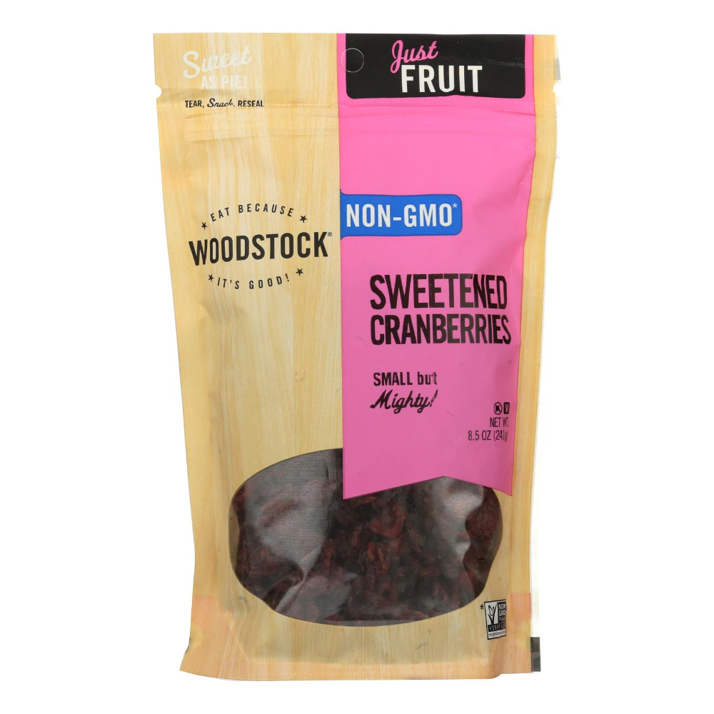 Woodstock Non-GMO All Natural Kosher Sweetened Cranberries -- 8.5 oz