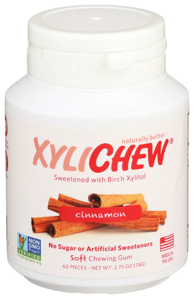 XyliChew Non-GMO Soft Chewing Gum Cinnamon -- 60 Pieces