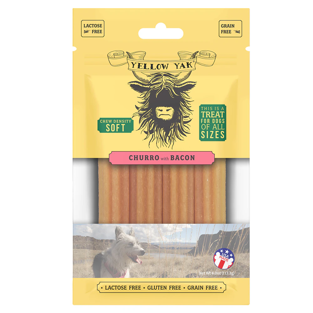 Yellow Yak Churro Chews Dog Treats Bacon -- 4 oz