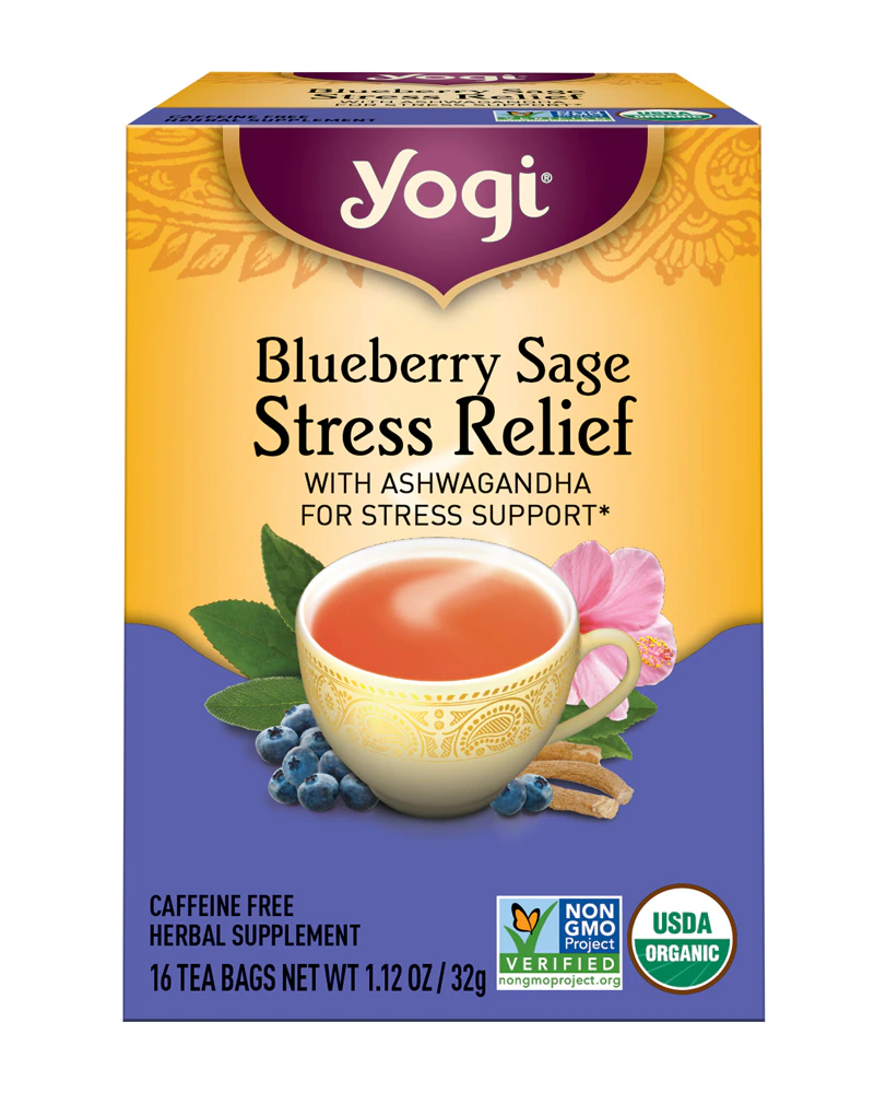 Yogi Tea Stress Relief Organic Caffeine Free Blueberry Sage -- 16 Tea Bags