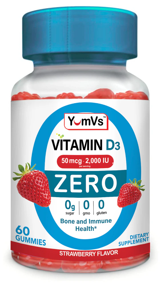 Yum V's Zero Vitamin D3 -- 50 mcg (2000 IU) per serving - 60 Gummies