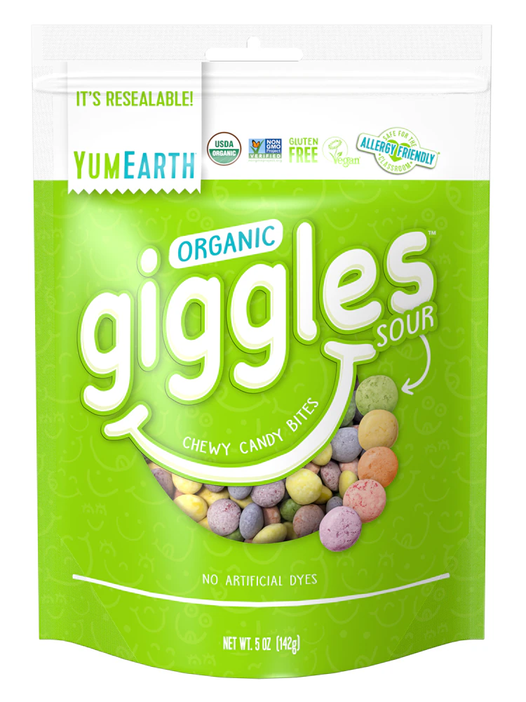 YumEarth Giggles Chewy Candy Bites Non-GMO Organic Sours -- 5 oz