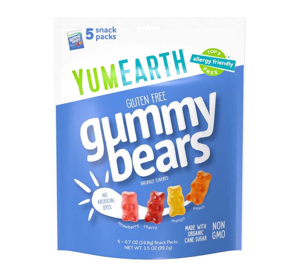 YumEarth Gummy Bears Non-GMO Favorite Fruits Assorted -- 5 Snack Packs