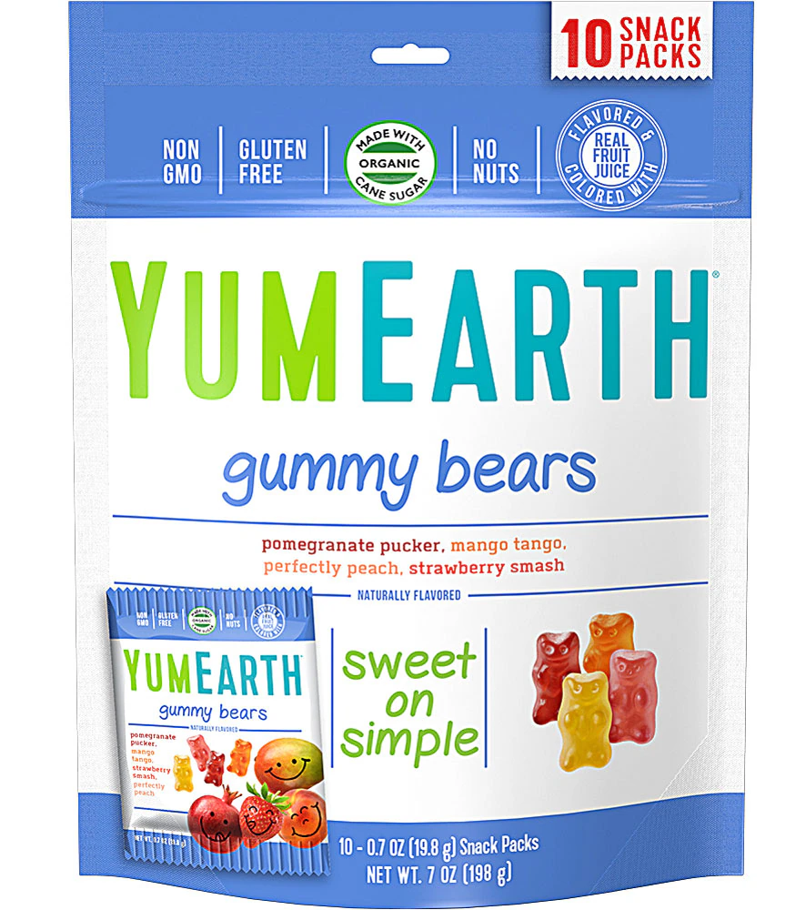 YumEarth Gummy Bears Non-GMO Favorite Fruits Assorted -- 10 Snack Packs