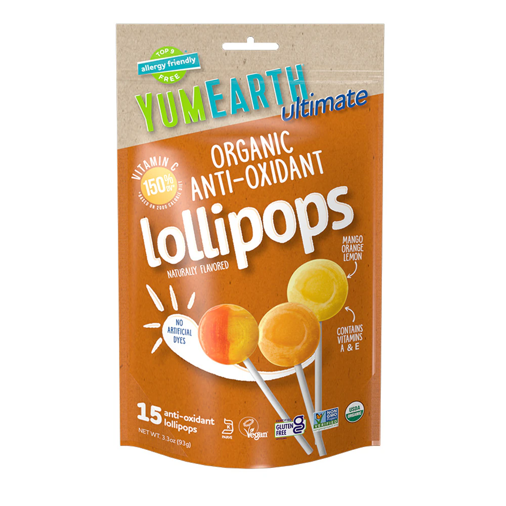 YumEarth Organic Anti-Oxidant Lollipops -- 15 Lollipops
