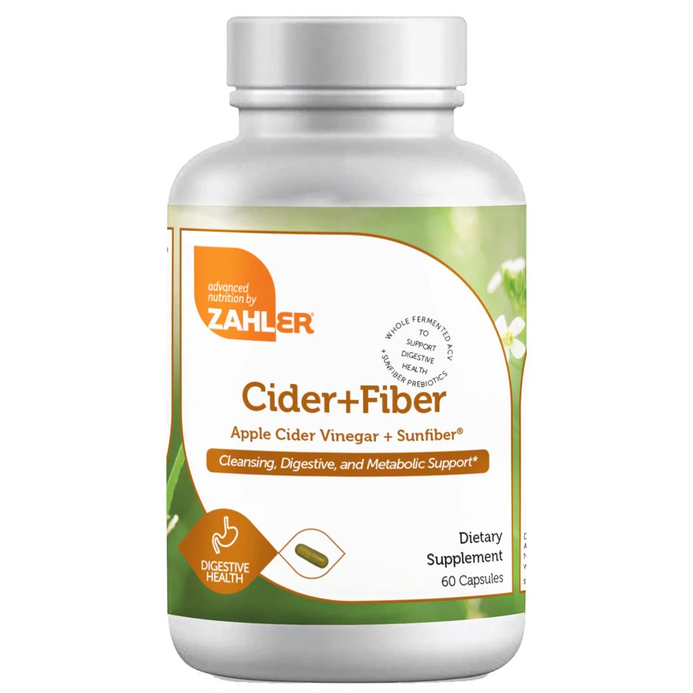 Zahler Cider+Fiber Apple Cider Vinegar + Sunfiber Cleansing Digestive and Metabolic Support -- 60 Capsules