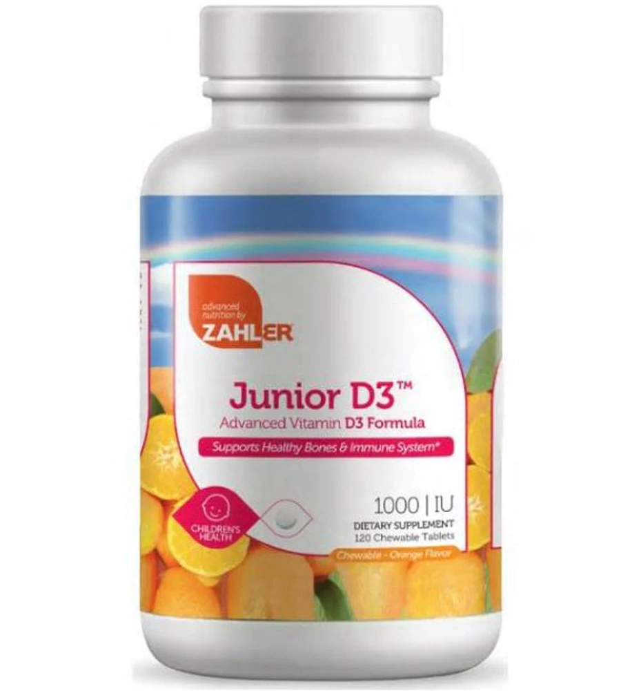 Zahler Junior D3 Advanced Vitamin D3 Formula Orange -- 1000 IU - 120 Chewable Tablets