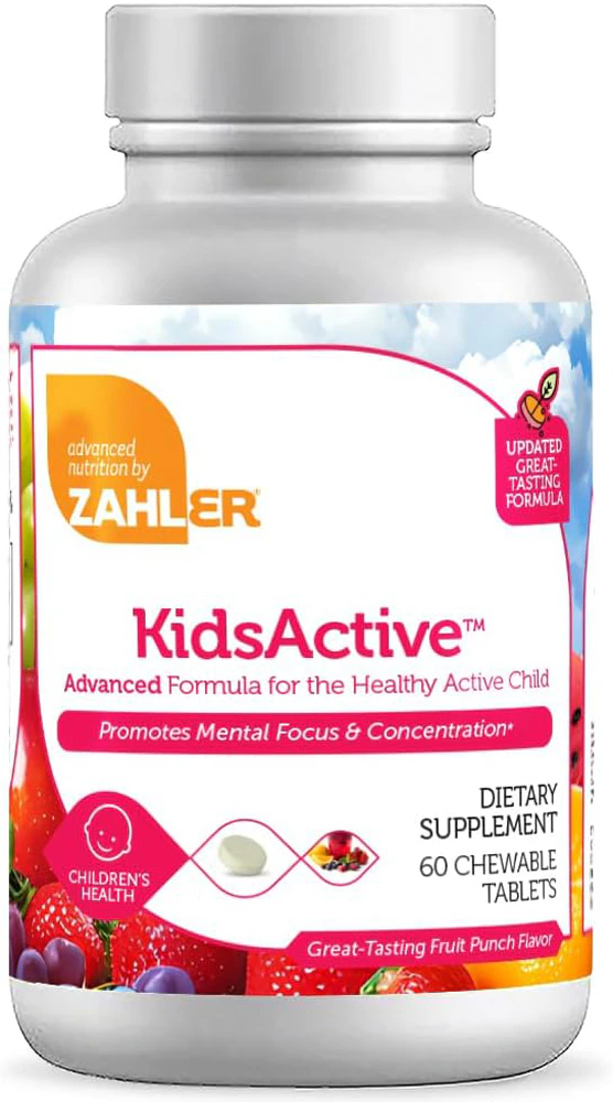 Zahler KidsActive Advanced Formula for the Healthy Active Child Fruit Punch -- 60 Chewable Tablets