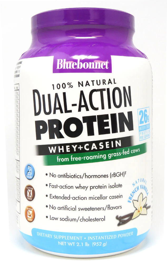 Bluebonnet Nutrition 100% Natural Dual Action Protein Natural French Vanilla -- 2.1 lbs