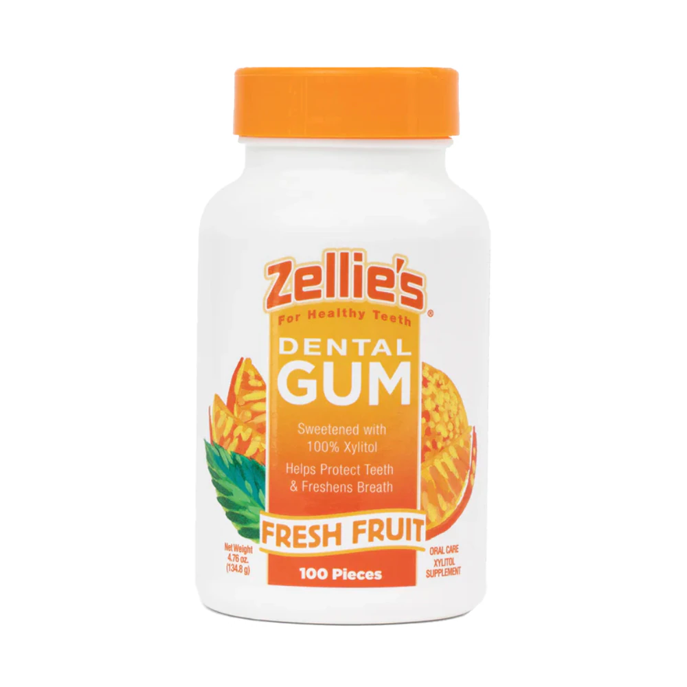 Zellie's Xylitol Dental Gum Sugar-Free Fresh Fruit -- 100 Pieces
