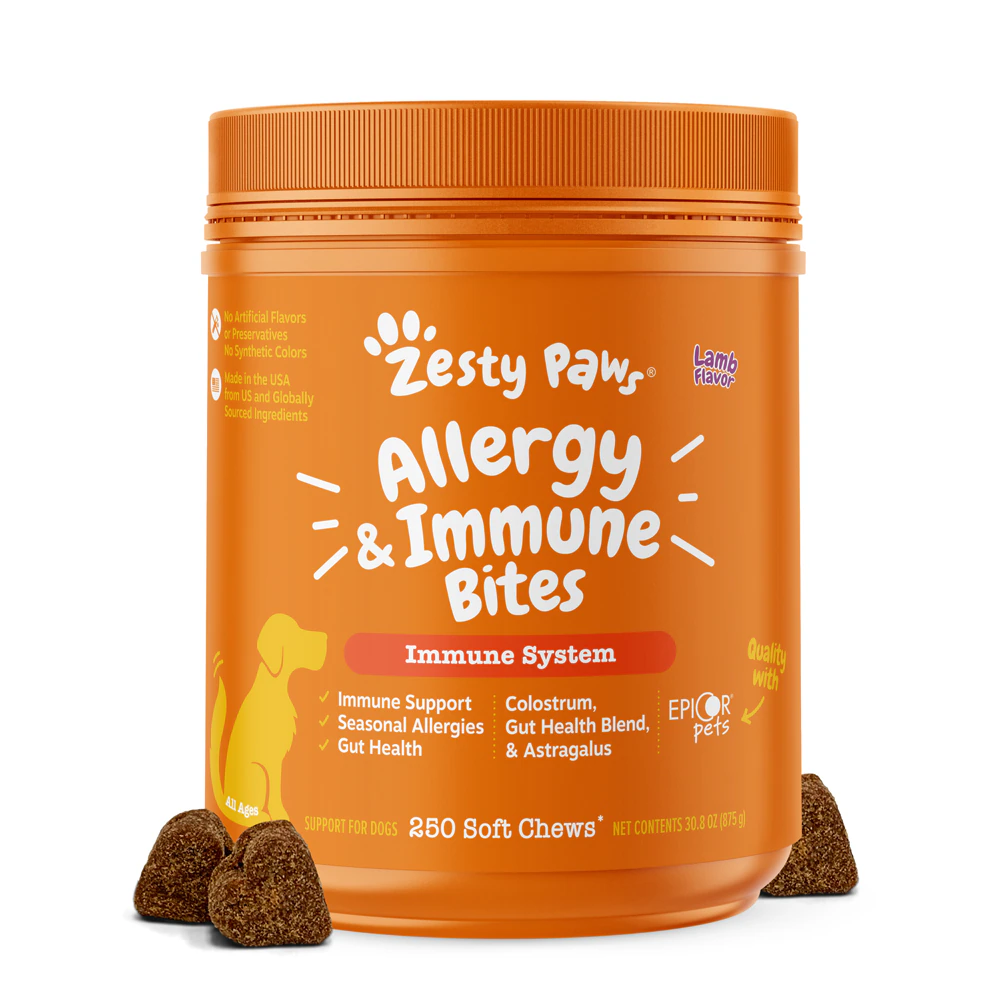 Zesty Paws Allergy & Immune Bites Supplement for Dogs Lamb -- 250 Soft Chews