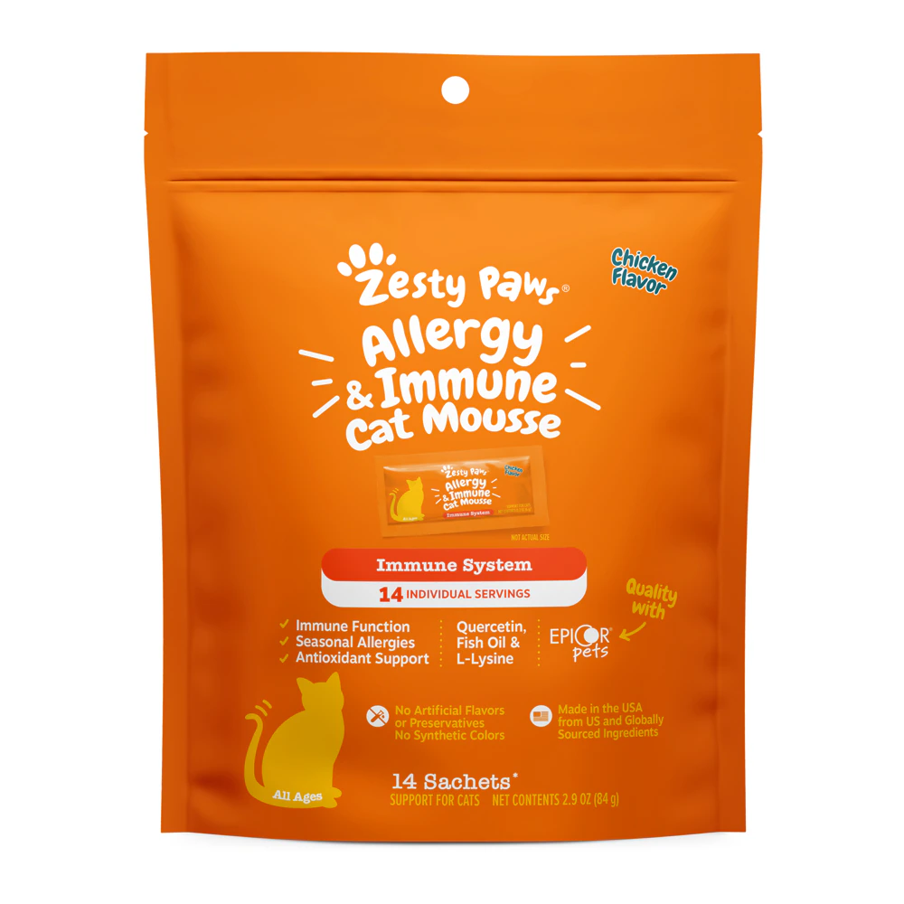 Zesty Paws Allergy & Immune Cat Lickable Supplement Chicken Mousse -- 14 Pouches
