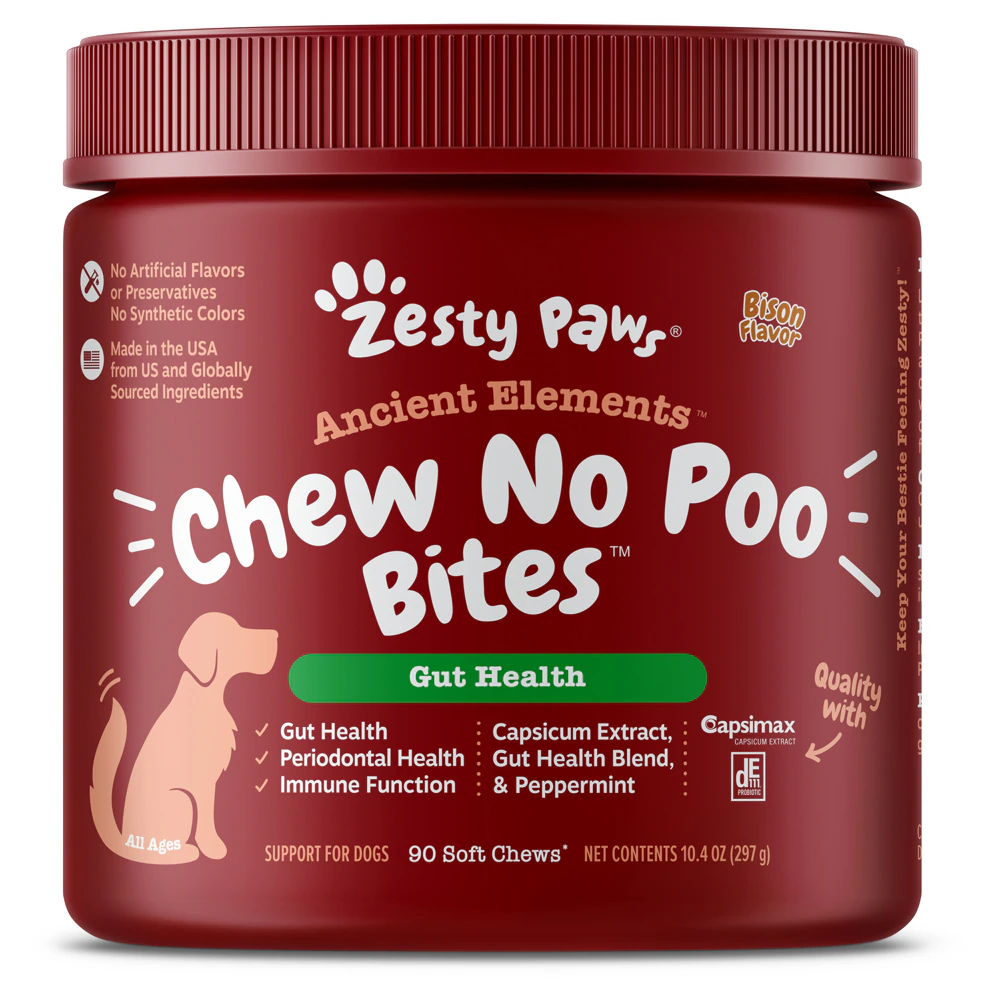Zesty Paws Ancient Elements Chew No Poo Stool Eating Deterrent Dog Supplement Bison -- 90 Soft Chews
