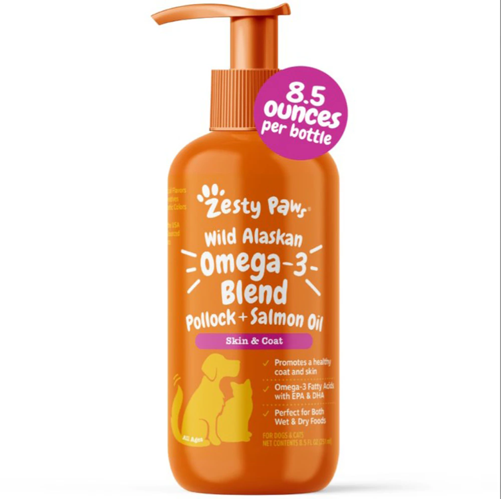 Zesty Paws Dog & Cat Wild Alaskan Omega-3 Blend Skin & Coat Supplement -- 8 fl oz