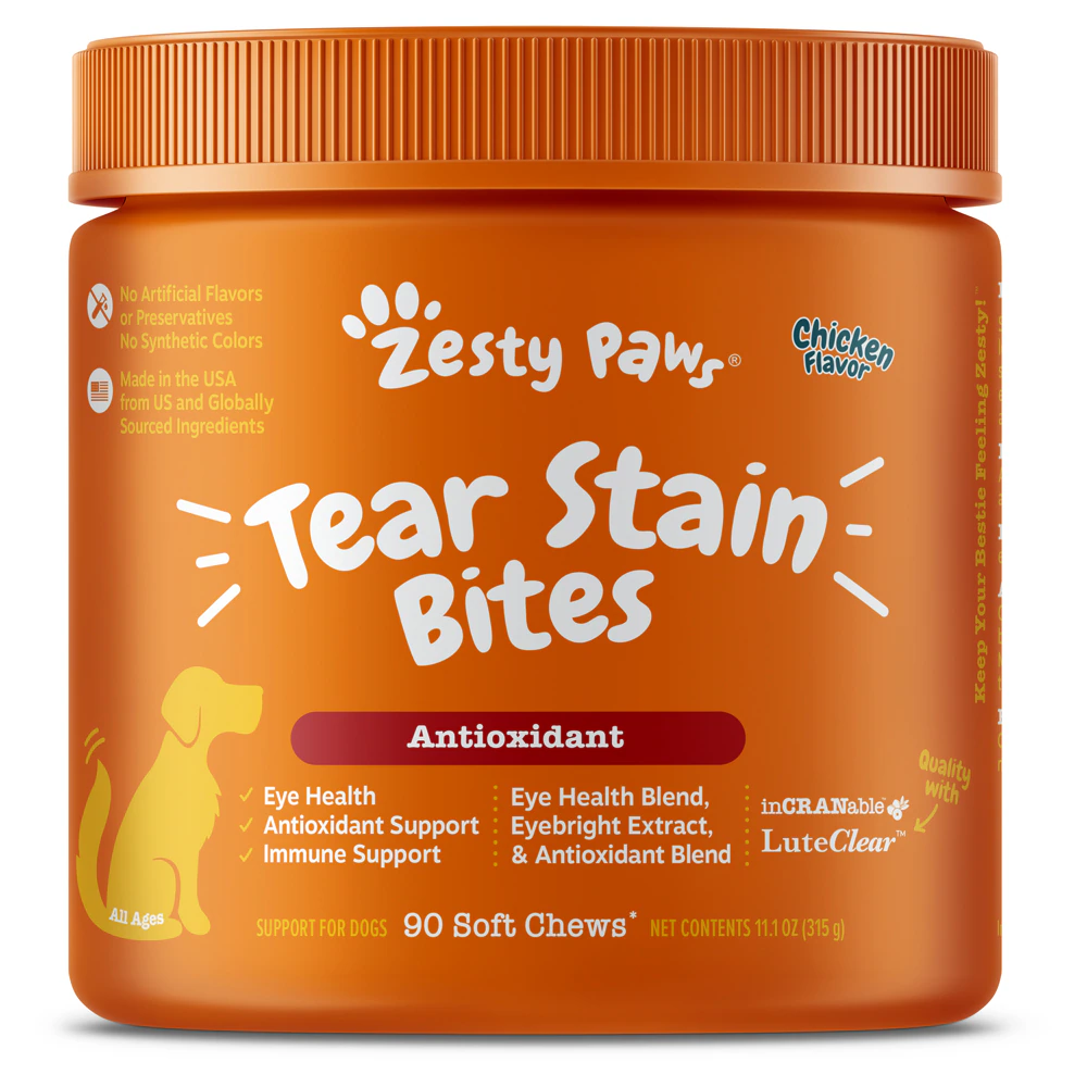 Zesty Paws Tear Stain Bites Dog Supplement Chicken -- 90 Soft Chews