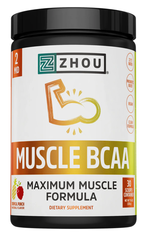 Zhou Muscle BCAA Tropical Punch -- 30 Servings