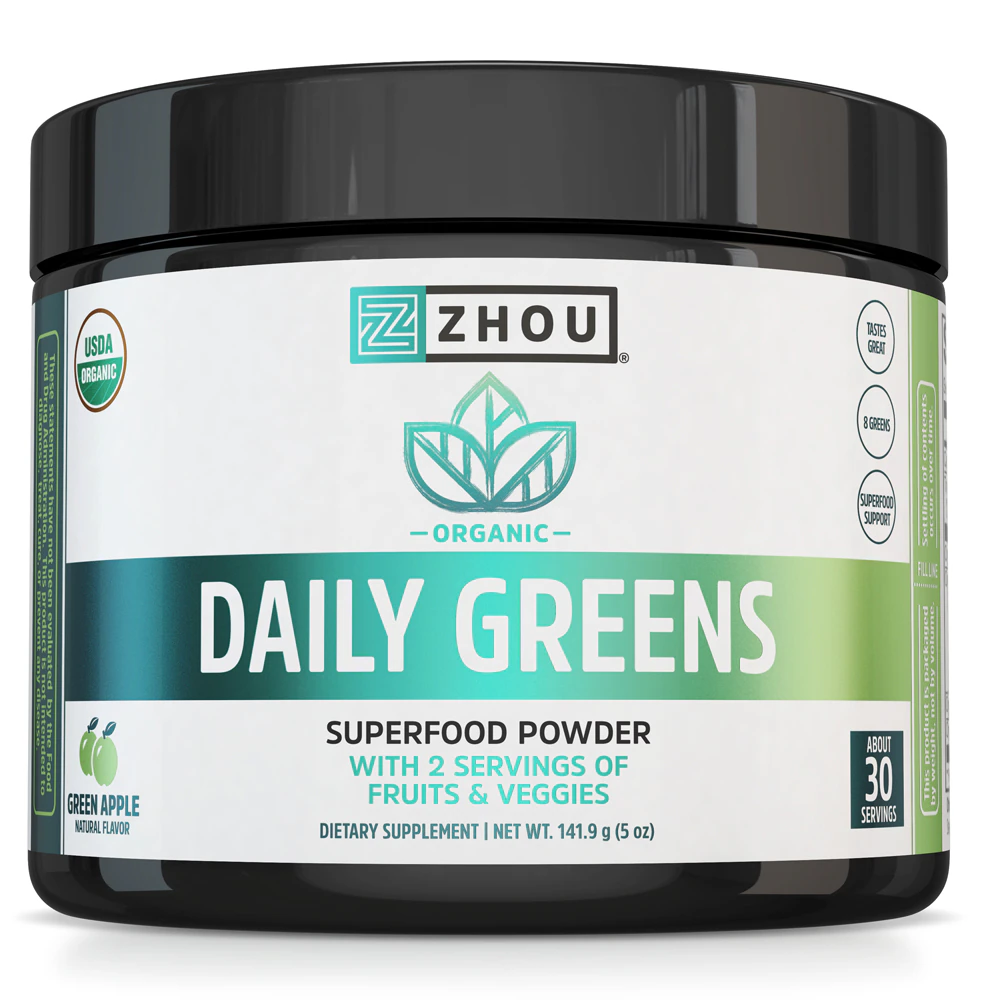Zhou Organic Daily Greens Superfood Powder Green Apple -- 16 oz
