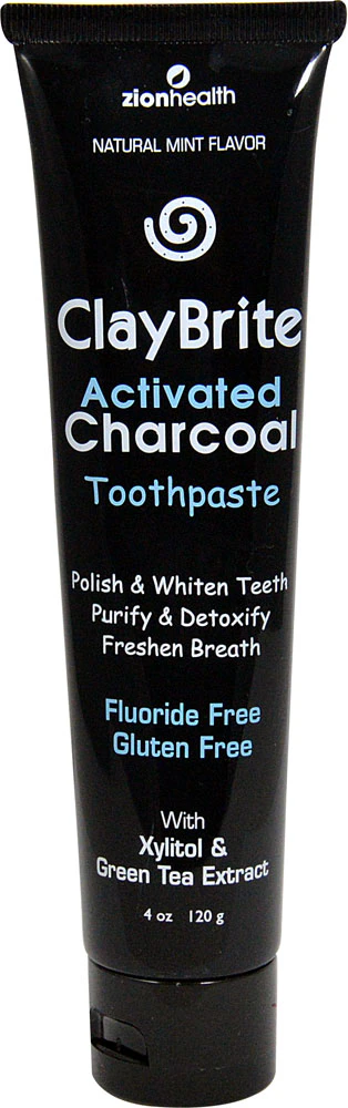 Zion Health Claybrite Activated Charcoal Toothpaste Natural Mint -- 4 oz