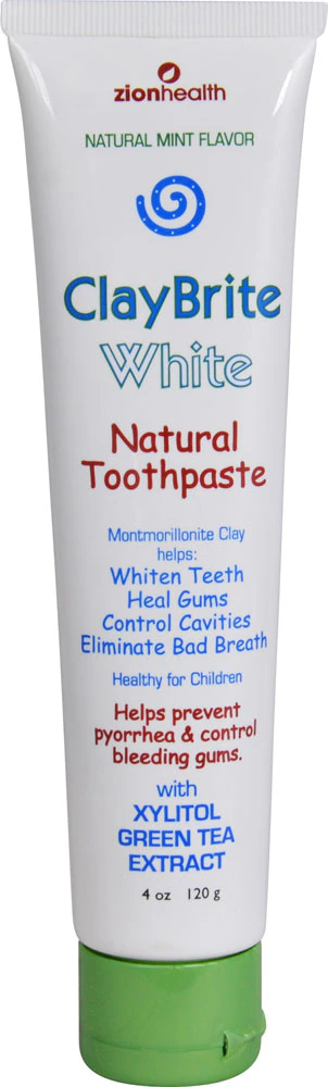 Zion Health ClayBrite White Natural Toothpaste with Xylitol Green Tea Extract Natural Mint -- 4 oz