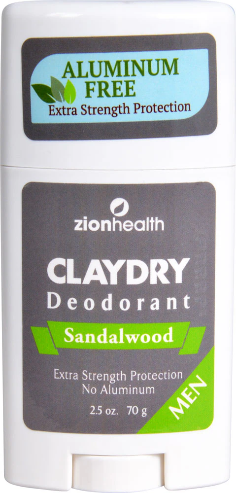 Zion Health Mens Clay Dry Deodorant Aluminum Free Bold Sandalwood -- 2.5 oz