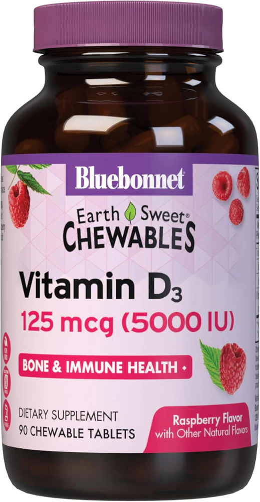 Bluebonnet Nutrition EarthSweet Chewables Vitamin D3 Natural Raspberry -- 5000 IU - 90 Chewable Tablets