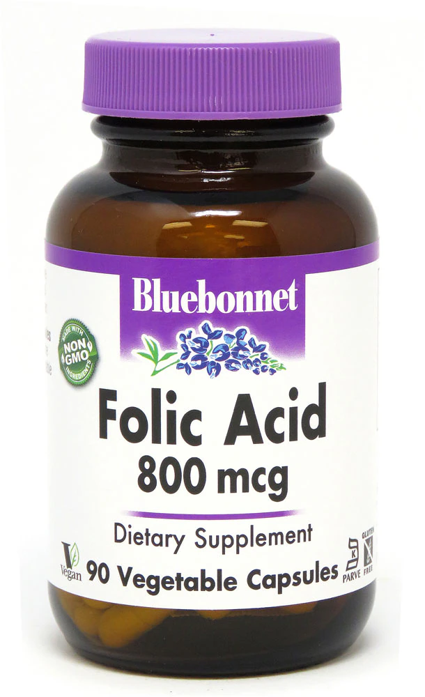 Bluebonnet Nutrition Folic Acid -- 800 mcg - 90 Vegetable Capsules