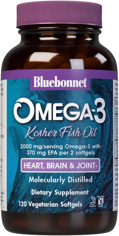 Bluebonnet Nutrition Natural Omega-3 Kosher Fish Oil -- 120 Vegetarian Softgels