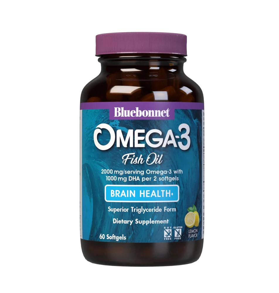 Bluebonnet Nutrition Omega-3 Fish Oil Brain Health Lemon -- 60 Softgels