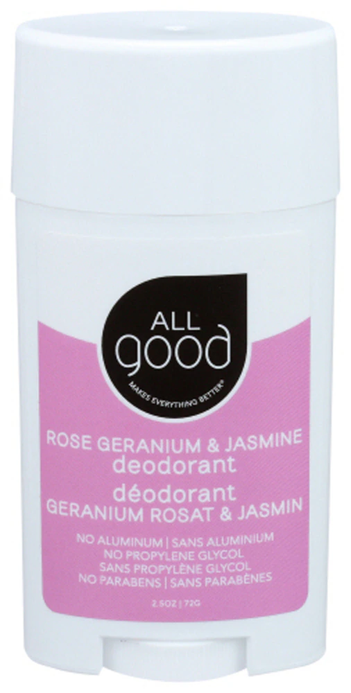 All Good Deodorant Aluminum Free - Rose Geranium & Jasmine -- 2.5 oz
