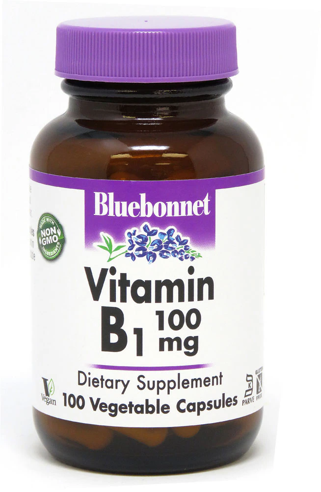 Bluebonnet Nutrition Vitamin B1 -- 100 mg - 100 Vegetable Capsules