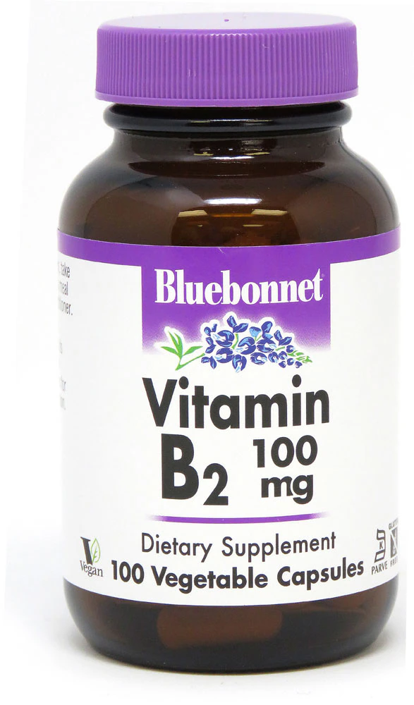 Bluebonnet Nutrition Vitamin B2 -- 100 mg - 100 Vegetable Capsules