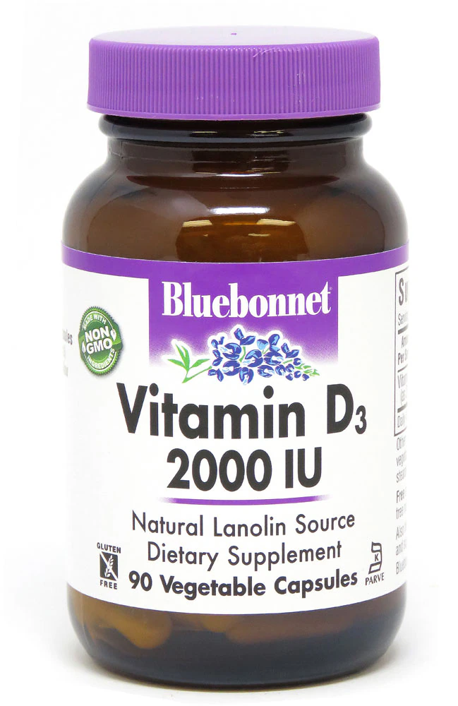 Bluebonnet Nutrition Vitamin D3 -- 2000 IU - 90 Vegetable Capsules