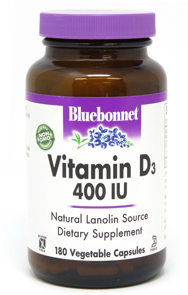 Bluebonnet Nutrition Vitamin D3 -- 400 IU - 180 Vegetable Capsules