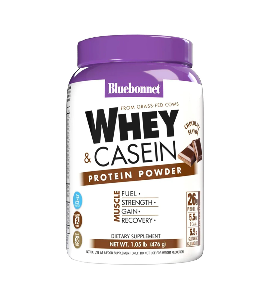 Bluebonnet Nutrition Whey & Casein Protein Powder Chocolate -- 1.05 lbs