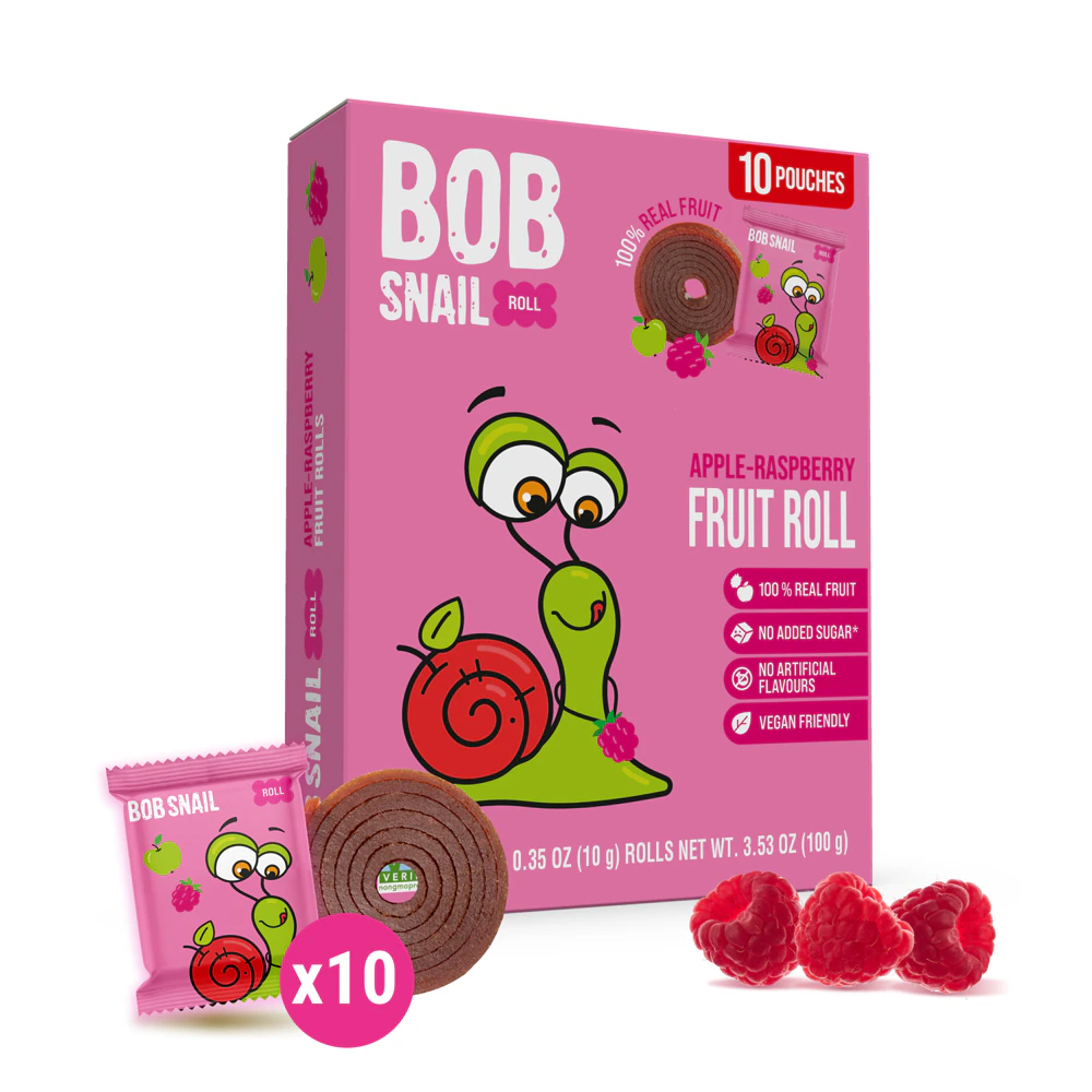 Bob Snail Fruit Rolls Non-GMO Apple Rasberry -- 10 Pack