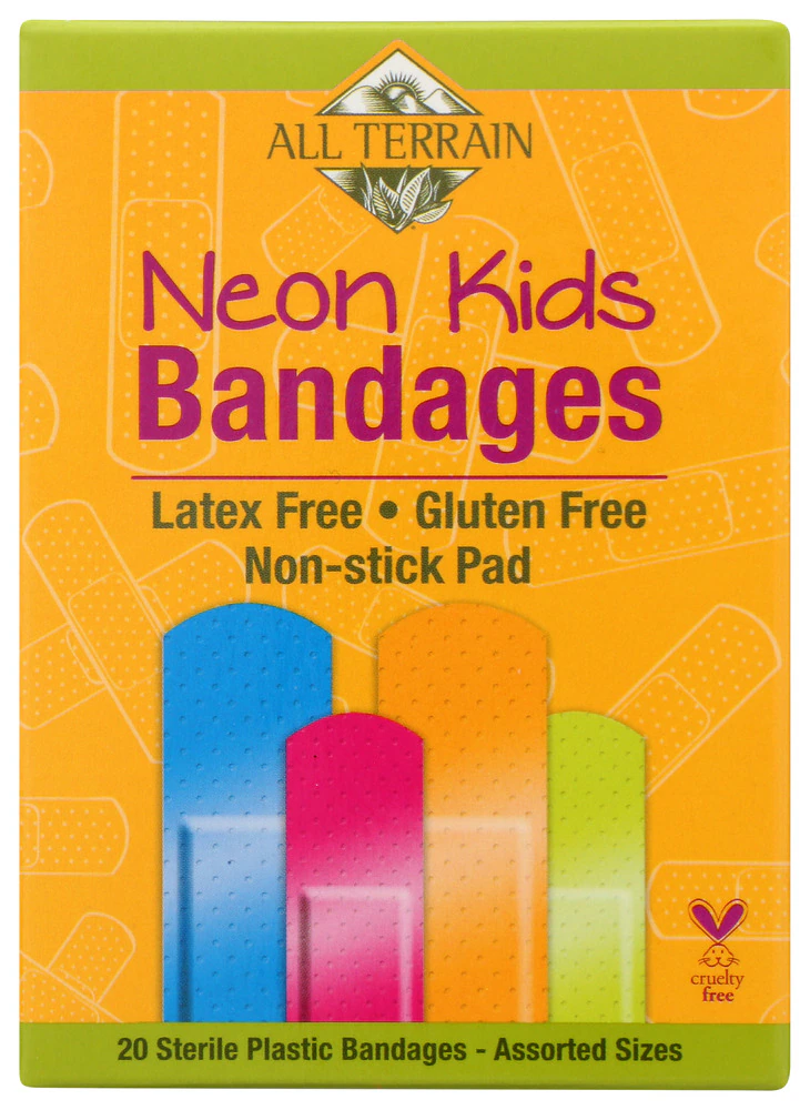 All Terrain Kids Bandages Latex Free Non-Stick Pad - Neon -- 20 Bandages