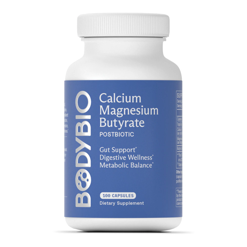 BodyBio Calcium Magnesium Butyrate -- 100 Non-GMO Capsules