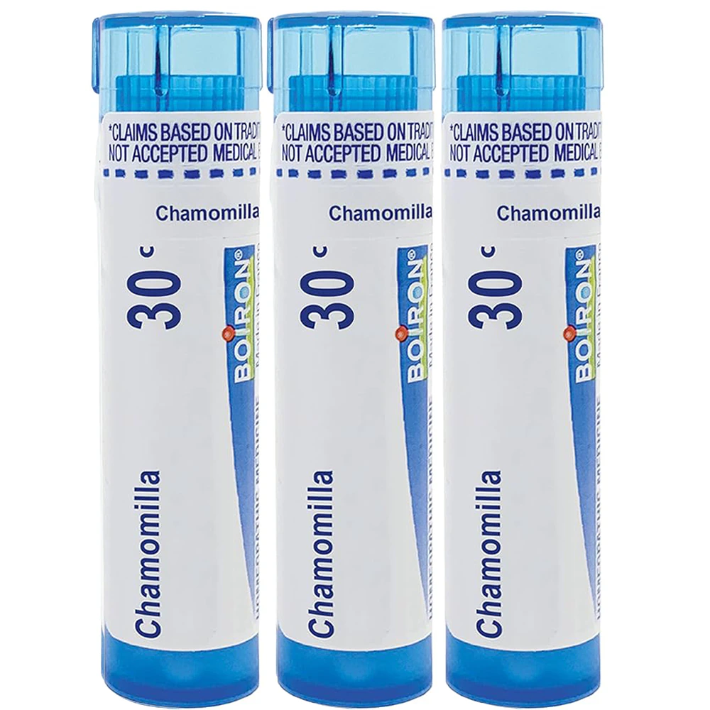 Boiron Chamomilla 30C to Alleviate Irritability Restlessness & Occasional Sleeplessness - 3 Tubes -- 240 Pellets