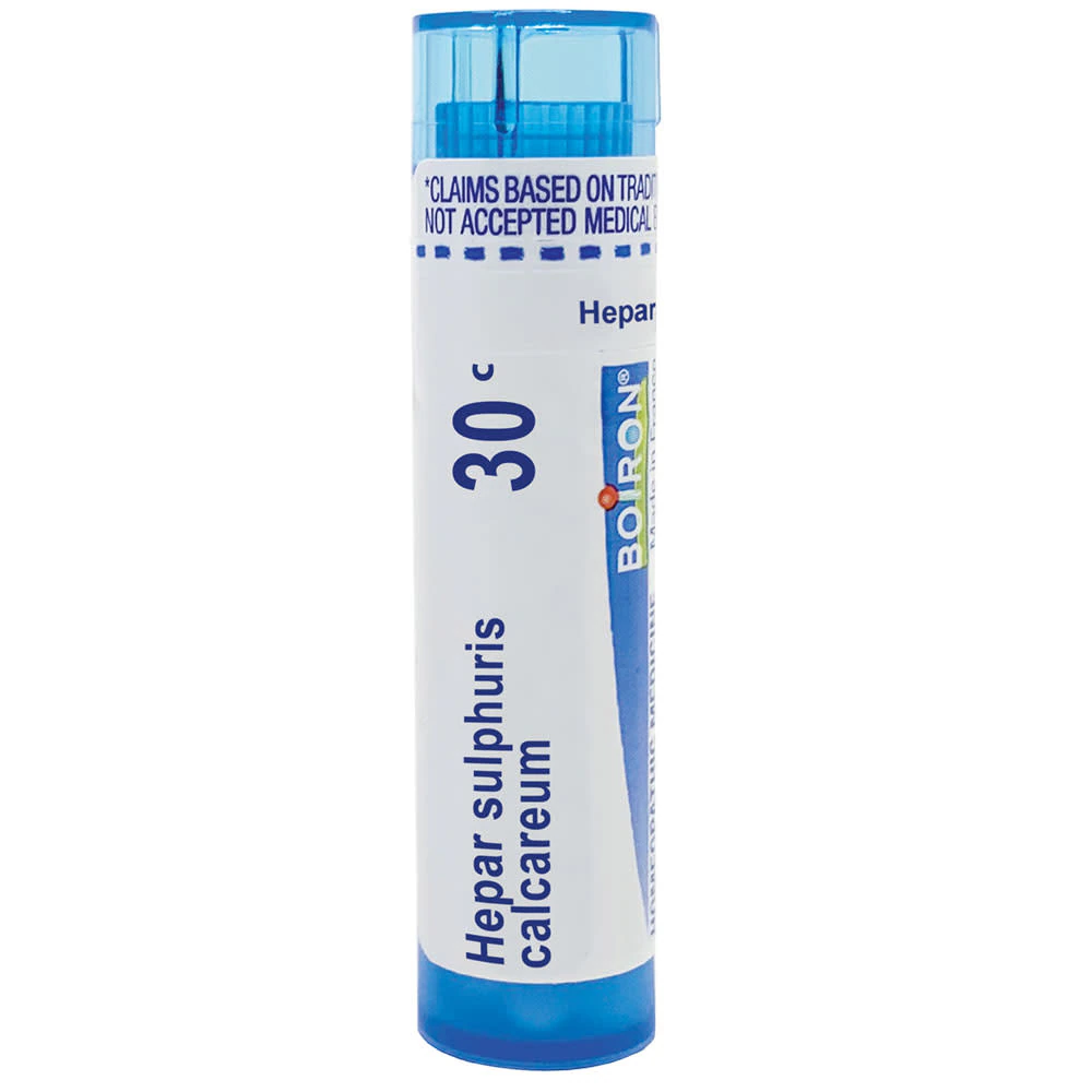 Boiron Hepar Sulphuris Calcareum 30C Relieve Painful and Hoarse Dry Cough Worsened By Cold Weather -- 80 Pellets