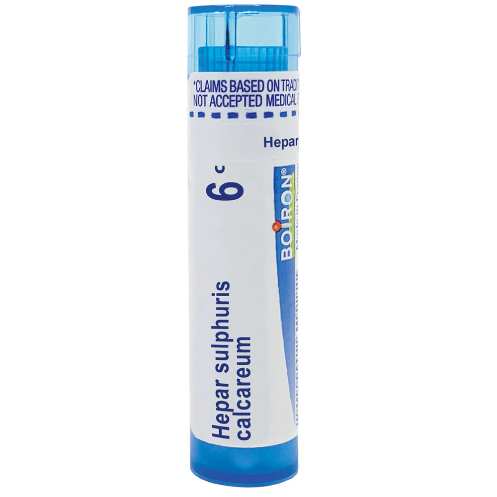 Boiron Hepar Sulphuris Calcareum 6C Relieve Painful and Hoarse Dry Cough Worsened by Cold Weather -- 80 Pellets