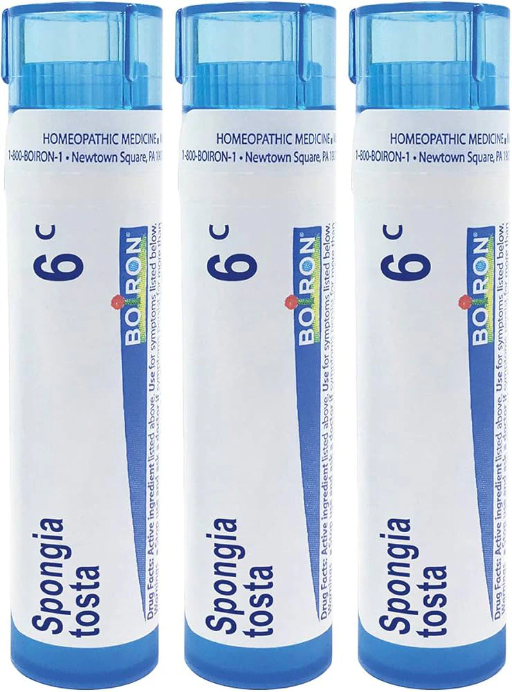 Boiron Spongia Tosta 6C Homeopathic Medicine For Croupy Cough -- 3 Tubes -- 240 Pellets