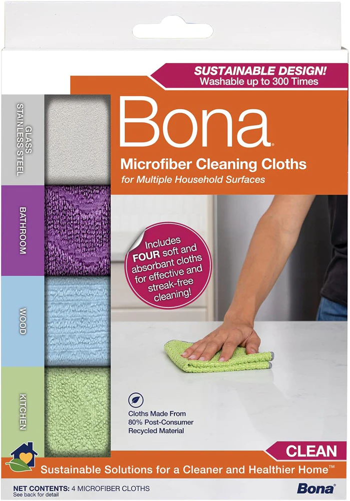 Bona Microfiber Cleaning Cloth -- 4 Pack