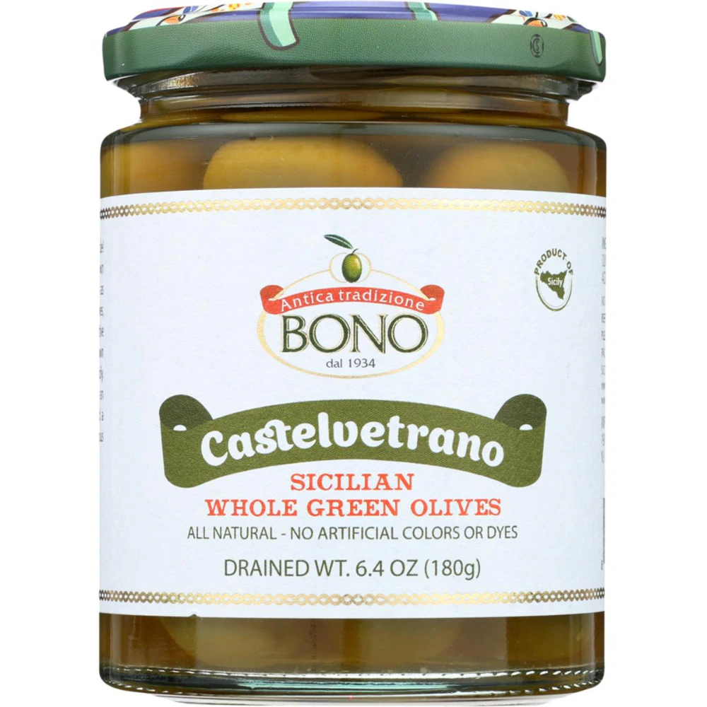 Bono All Natural Castelvetrano Sicilian Whole Green Olives -- 6.4 oz