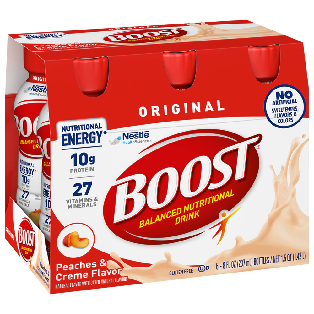 BOOST Original Nutritional Drink Protein Shakes Peaches & Cr¨¨me -- 8 fl oz / 6 Pack