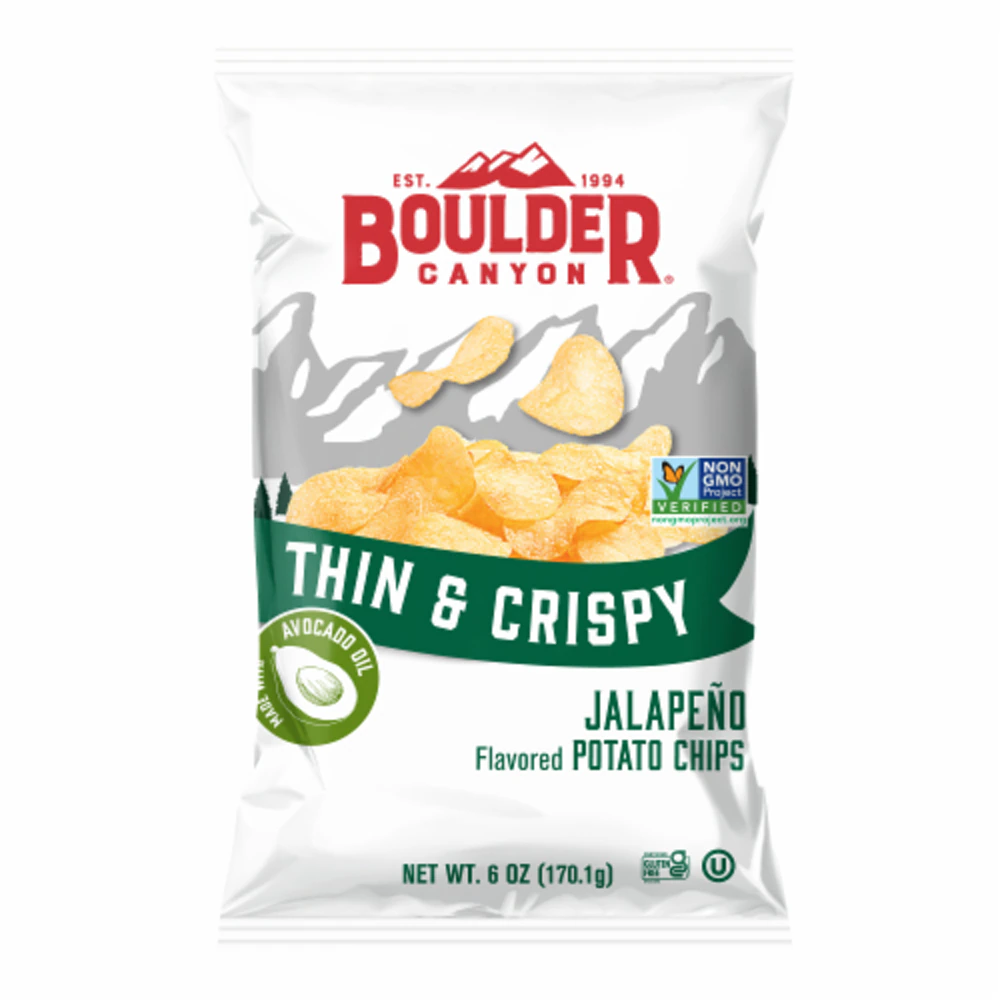 Boulder Canyon Avocado Oil Thin & Crispy Potato Chips Jalapeno -- 6 oz