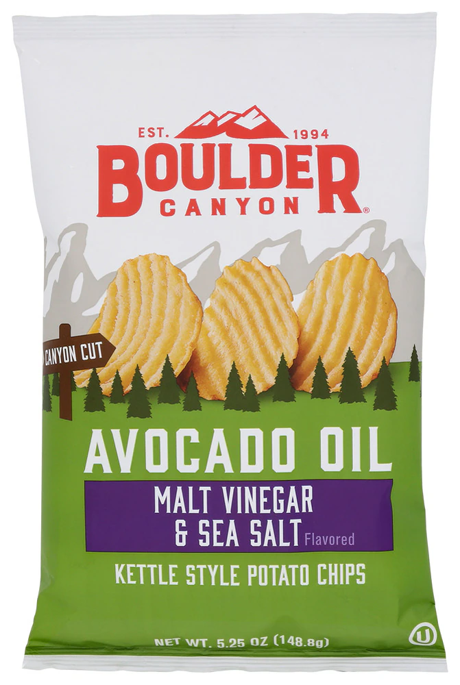 Boulder Canyon Kettle Chips Gluten Free Avocado Oil Malt Vinegar & Sea Salt -- 5.25 oz